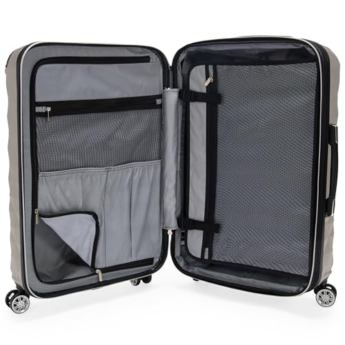 Kenneth Cole REACTION Diamond Tower Collection Lightweight Hardside Expandable 8-Wheel Spinner Travel Luggage, Rye, 2-Piece Set (20" & 28")