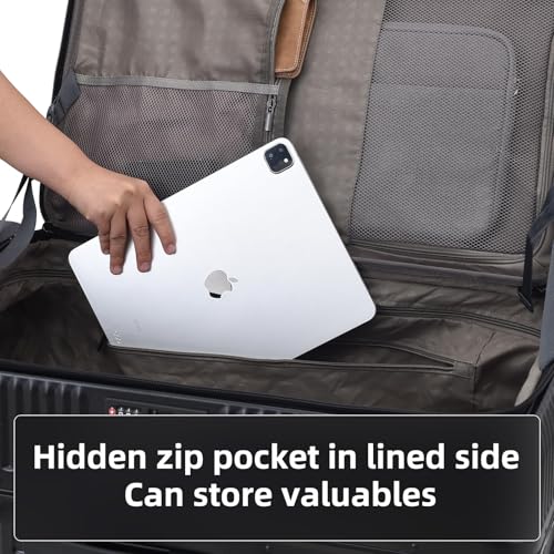 Kaleenie 29 Inch Aluminum Checked Luggage with Side Opening Zipper, 40 * 37 * 77cm, 113L, Lightweight Hardshell ABS+PC Suitcase with TSA Lock, 360° Universal Wheels, Black