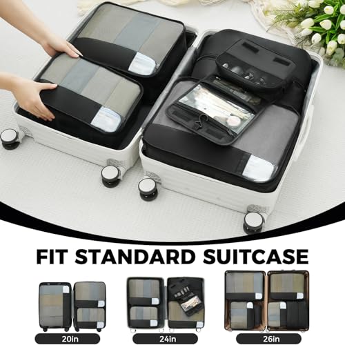 BAGAIL 9 Set Packing Cubes with Packing List Luggage Packing Organizers for Travel Accessories (Black)