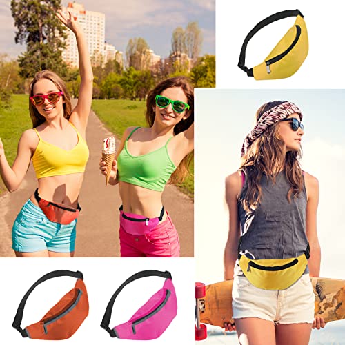 Saintrygo 20 Pcs Neon Fanny Pack Bulk, 90s 80s Fanny Pack Adjustable Waist Bags, Vintage Bag, Oxford Cloth for Workout Traveling Running Bachelor Party Favors Women Men(Classic Color)