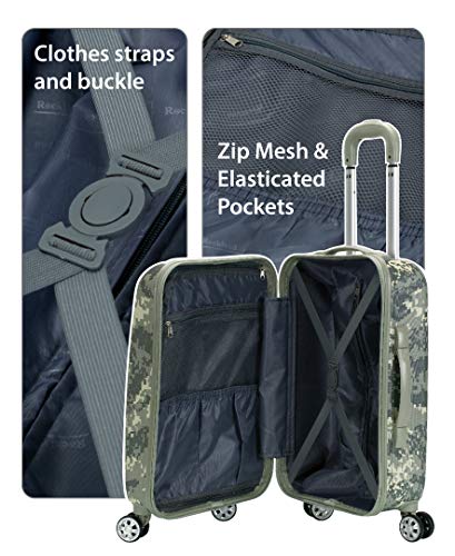 Rockland Safari Hardside Spinner Wheel Luggage, Carry-on 20", Acu Camo