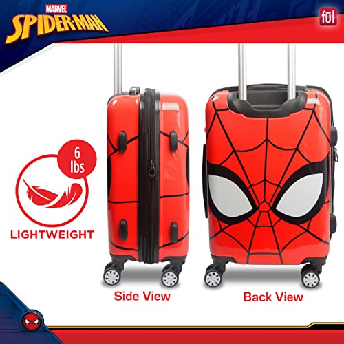 FUL Marvel Spider-Man 22 Inch Carry On Luggage, Hardshell Rolling Suitcase with Spinner Wheels, Red