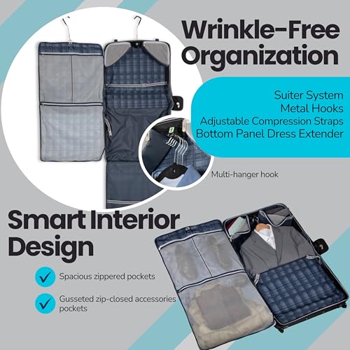 Skyway Sigma 7.0 Rolling Garment Bag – Wrinkle-Free Suit Bag with Wheels, Durable Travel Bag for Suits, Dresses & Garment Organization