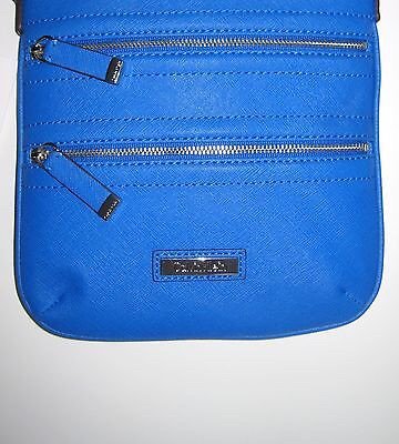 Calvin Klein Saffiano Leather Cross Body Messenger Bag - Cornflower Blue