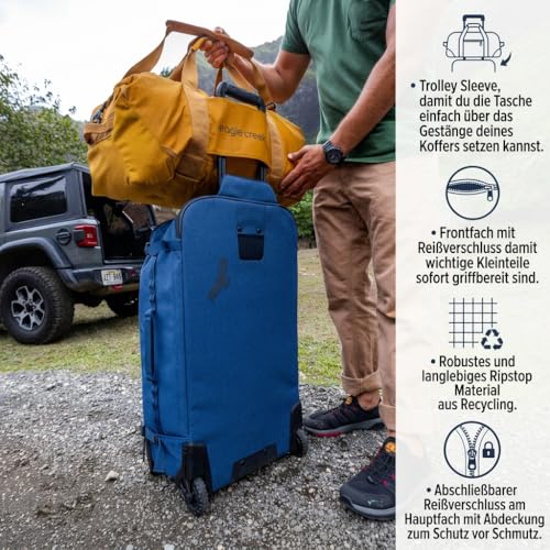 Eagle Creek No Matter What Duffel Bag - Eco Friendly Duffel for Sustainable Travel - Adjustable Shoulder Strap - Multiple Carry Options - Easy to Store - Atlantic Blue - 60L