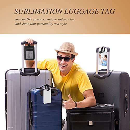 Frienda 16 Pieces Sublimation Luggage Tags Bulk PU Leather Name Label Blank Suitcase Heat Transfer Bag Card Business ID Card Holder Travel ID Tags for DIY Travel Suitcase Sports Bags Holder