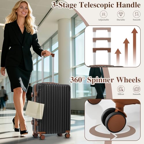 Merax 6-Piece Hardshell Luggage Set with Spinner Wheels | Lightweight ABS Suitcases with TSA Locks Carry-On & Checked Travel Luggage for Family