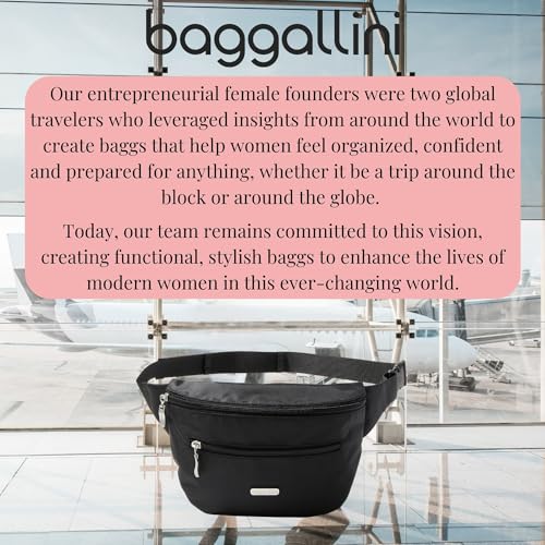 Baggallini Essential Belt Bag - 19x6" Crossbody Fanny Pack Waist Pack w/RFID & Adjustable Strap