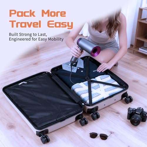 Rosamo Luggage Sets 3 Piece, ABS Suitcase Set (20/24/28), Hardside luggage with Spinner Wheels, Travel Luggage, 14x8x9 Airline Approved Carry on, Lightweight Luggage with High-Security Lock