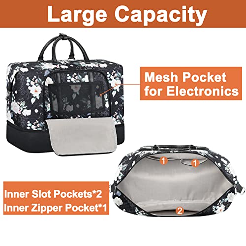 Travel Weekender Bag for Women, 21" Overnight Bag with Shoe Compartment 50L Large Travel Duffel Bag Carry On Tote for Weekend, Overnight, Business Trips, Water Resistant