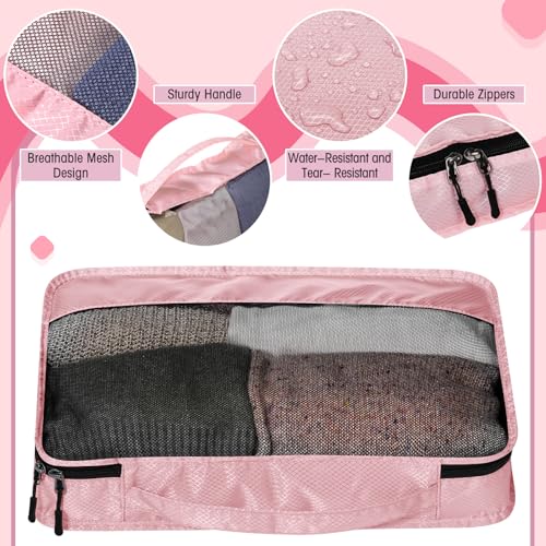 Bulyoou 5 Pcs Packing Cubes for Suitcase Large Travel Cubes Carry on Luggage Organizer Bags for Clothes Accessories(L,Pink)