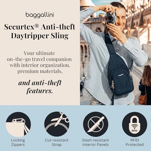 Securtex® Anti-Theft Daytripper Sling - 7x12" Travel Safe Crossbody Bag w/Locking Zippers, Slash-Resistance