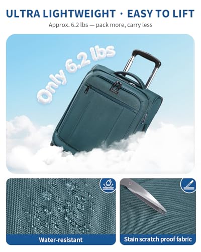 ECOHUB Carry On Luggage Airline Approved, 21 Inch Height Softside Carry On Suitcase with Spring Shock-Absorbing Spinner Wheels, Lightweight Travel Luggage with TSA Lock, Fits 22x14x9 Carry-On Bag