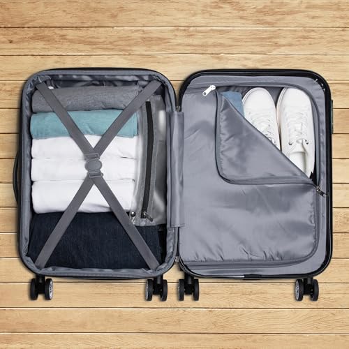 Elite Luggage Expandable Hardside Spinner Luggage,TSA Lock, Black, 3-Piece