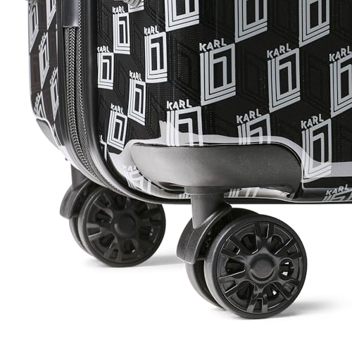 KARL LAGERFELD Paris Unisex Luggage Suitcase,Black/Grey,Small