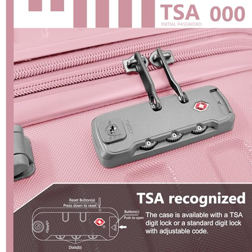 Clyrava Pink 6 Piece Luggage Set Hard Shell - Expandable Suitcases with Spinner Wheels and Duffel Bags for Family Travel, Durable Carry On Luggage Sets with Lock for Women and Girls
