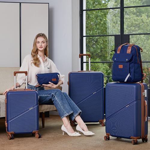Cosbarn Luggage Sets 5 Piece Suitcases with Wheels, Suitcase Set ABS Hard Case Luggage with TSA Lock Spinner Wheels Durable Travel Luggage (5-Piece Set(20"/24"/28"))