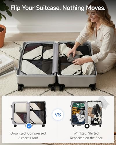 LUGGEX Underseat Carry On Luggage and 4 Set Packing Cubes Bundle – Travel Essentials