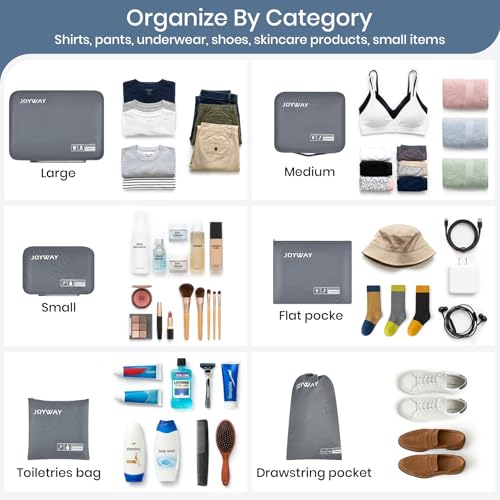 Joyway 6 Set Packing Cubes for Travel, Lightweight Luggage Organizer Bags for Suitcases, Travel Essentials Clothes Storage Bags for Carry On, Backpack, Vacation and Business Trips