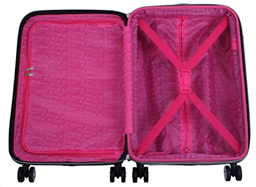 Betsey Johnson 30 Inch Checked Luggage Collection - Expandable Scratch Resistant (ABS + PC) Hardside Suitcase - Designer Lightweight Bag with 8-Rolling Spinner Wheels (Flamingo Strut, 30in)