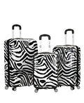 Rockland Safari Hardside Spinner Wheel Luggage, Zebra, 3-Piece Set (20/24/28) (F195-ZEBRA)
