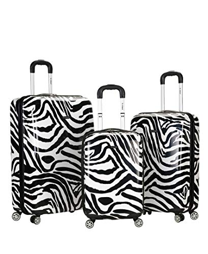 Rockland Safari Hardside Spinner Wheel Luggage, Zebra, 3-Piece Set (20/24/28) (F195-ZEBRA)