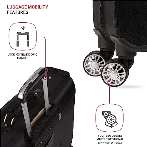 SwissGear 7895 Premium Garment Bag with Spinner Wheels, Amazon Exclusive, Bonus Hanging Feature, 24-Inch Luggage - Black