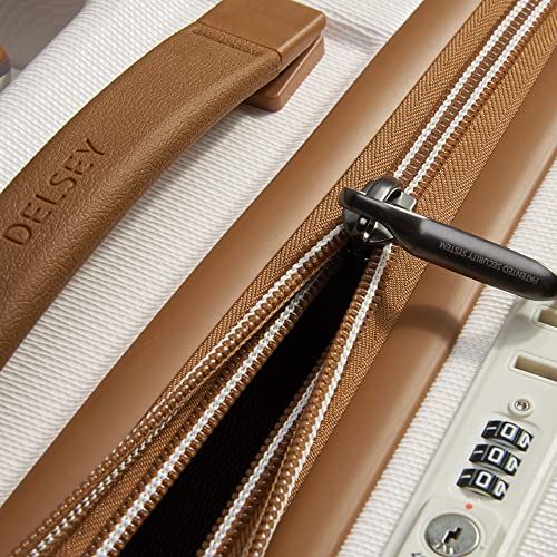 DELSEY PARIS Chatelet Air 2.0 Checked Suitcase 24 Inch Medium, Hardside Polycarbonate Luggage, Dual-Density Spinner Wheels, TSA Lock, Angora