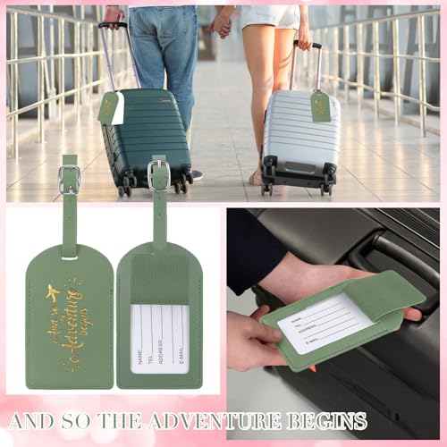 Amylove Bulk Wedding Favors Luggage Tags Gifts, and So The Adventure Begins Luggage Tags for Guests Bridal Gifts, 24 Pack (Olive Green)