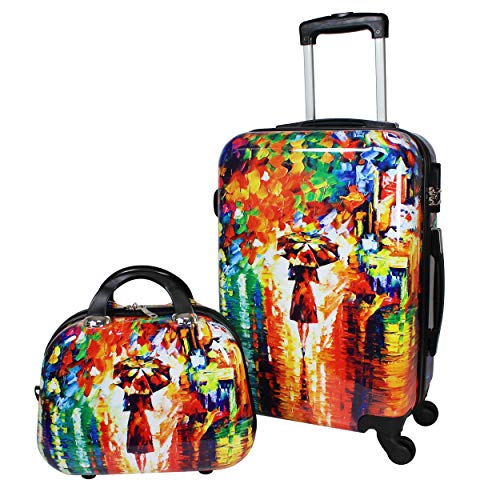 World Traveler VentureX Airline Approved 2-Piece Carry-On Luggage Set – Lightweight Hardside Polycarbonate Suitcase with Spinner Wheels - Paris Nights