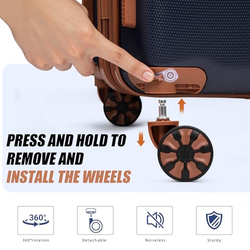Cobens Expandable Luggage Sets 5 Piece with Detachable Spinner Wheels and TSA Lock,ABS Hard Case Suitcases with Wheels,Carry On Luggage Set