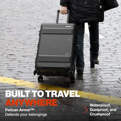 Pelican ATX Luggage Hard Case Luggage with Wheels - Waterproof Hardshell - Medium Size (25 Inch) Check-In Suitcase (Black)