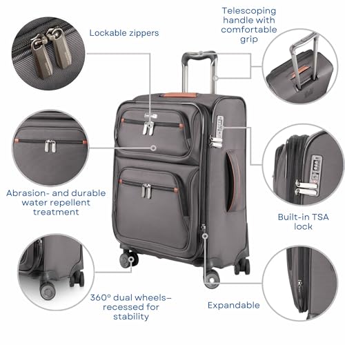 Ricardo Beverly Hills Montecito 3.0 Softside Luggage Collection Expandable Suitcases with Wheels and TSA Lock, 21 Carry-on (French Gray, 21-inch Carry-on)