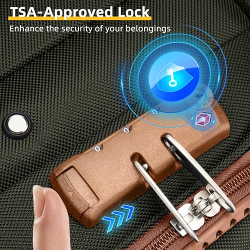LARVENDER Luggage Sets 5 Piece Softside Expandable Suitcases Set with Spinner Wheels TSA Lock, Lightweight Soft Shell Rolling Travel Luggage Set Clearance for Men and Women, Green Brown