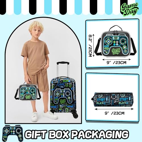Inprof Kid’s Luggage Set 5 Piece Suitcase Set 16’’ Hardside Luggage with Spinner Wheels Girls Boys Carry on Luggage Travel Rolling Luggage Airline Approved