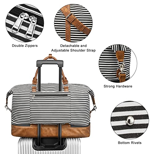 S-ZONE Weekender Bags for Women Men Travel Duffel Bags with Shoe Compartment Overnight Carry on Duffle Tote