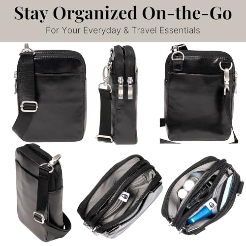 Modern Take Two RFID Crossbody - 5"x7" Lightweight Small Phone Wallet Crossbody Bag - Nylon Travel Purse