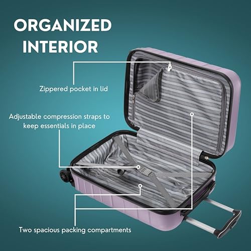 Skyway Epic 2.0 Hardside Lightweight and Durable ABS Shell Luggage, Spacious with Dual Spinning Wheels, Comfort Grip and Expandable, Men and Women