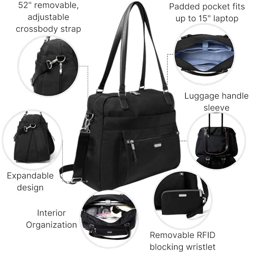 Overnight Expandable Laptop Tote - 16.5"x13.5" Lightweight Weekender Carry-on Travel Bag for Women