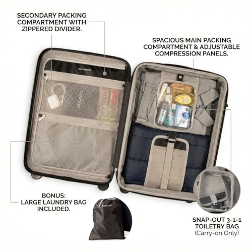 Ricardo Beverly Hills Brentwood Hardside Luggage Collection – Expandable Suitcases with Wheels and TSA Lock, 25" Medium Check-in, Onyx