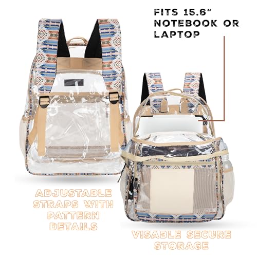 Wrangler Clear Backpack for Girls- Water Resistant Clear Bookbag, Plastic See Through Backpack for Stadium Events and School
