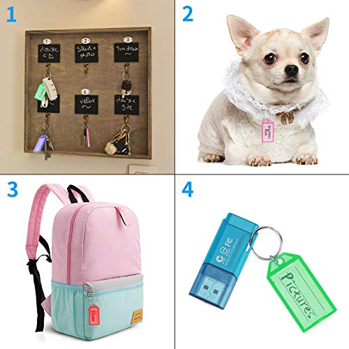 Cuttte 16 Pack Plastic Key Tags, Key Labels with Ring and Label Window, 8 Colors