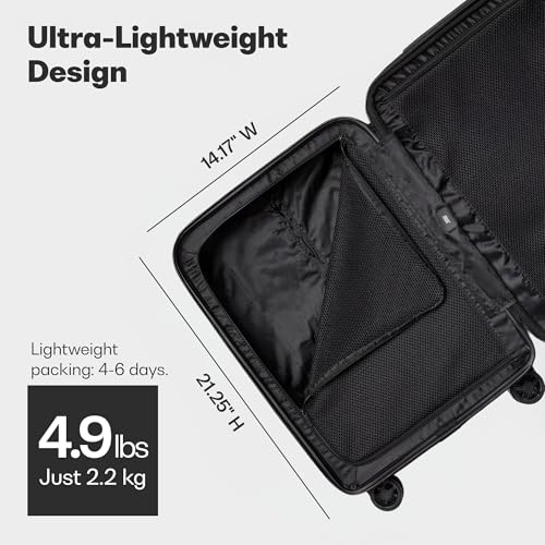 July Carry On Expandable Light - 18.31" Airline Approved Carry On Luggage with Wheels, Travel Suitcase for Men & Women - Premium Rolling Suitcase, TSA Lock, Polycarbonate Shell - Navy