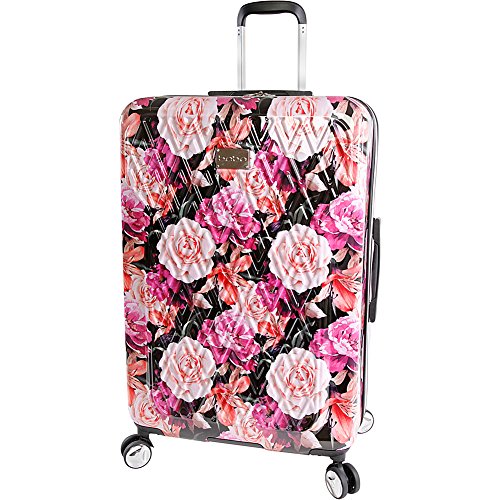 bebe Women's Luggage Hardside Check in Spinner Marie 29" Trolley Bag, Black Floral Print