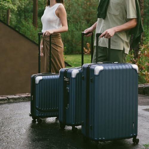 LEVEL8 Grace Luggage Sets Hardshell Suitcase with Wheels, Sturdy Large Suitcase Tsa Lock 20 Inch Expandable Carry on 24 Inch 28 Inch Checked Luggage, 3-Piece Set (20/24/28), Blue