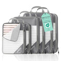 NICOSHOW 6 Set Compression Packing Cubes for Travel - Compressible, Lightweight, and Space-Saving Packing Cubes, Travel Essentials for Women, Grey