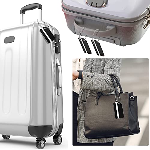 12 Pieces Luggage Tags Business Card Holder Aluminum Metal Travel ID Bag Tag for Suitcases Travel Luggage Baggage Identifier(Black)