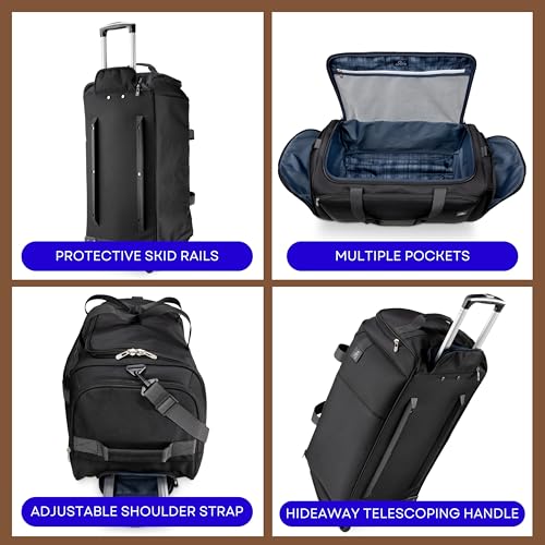Skyway Luggage Sigma 7.0 Softside Rolling Duffel Bag Extra Large Wheeled Travel Duffle with Telescoping Handle & Side Pockets, Ideal for Long Trips, Men and Women