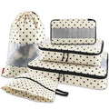 U+U 5 Set Packing Cubes for Travel Essentials Ultralight Luggage Packing Organizers with Laundry Bag and Shoe Bag for Vacation, Business Trip and Camping (Polka Dot)