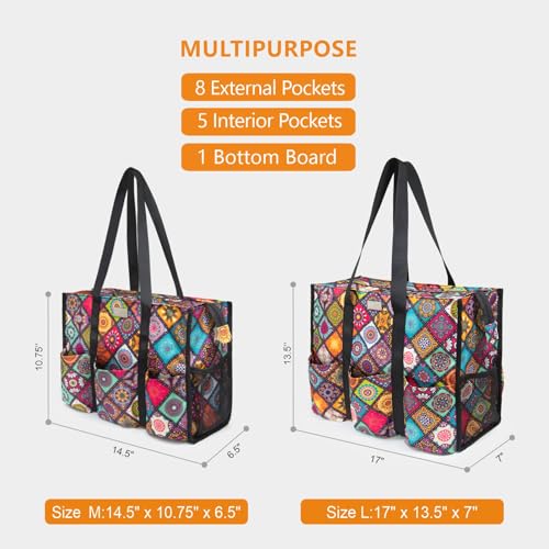 TOPDesign Utility Water Resistant Tote Bag for Women - 13 Exterior & Interior Pockets, Top Zipper Closure, Thick Bottom Support - Perfect Work Tote for Teachers, Nurses, Accountants, Professionals